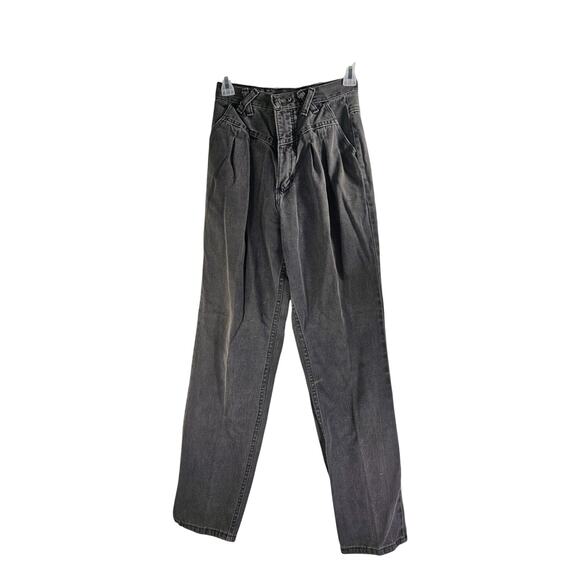 Wrangler Denim - Wrangler‎ VINTAGE 1980s Women's Grey Criss-Cross Jeans NA674BK High Rise Medium